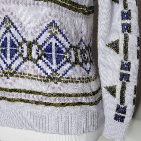 J‎ Crew Faire Isle Blue Nordic Abstract Wool Mohair  Sweater XS - Picture 4 of 8